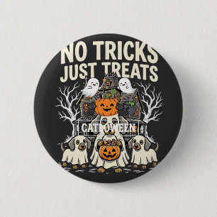 Cute Dog Halloween No Tricks Just Treats_1 2 Inch Round Button