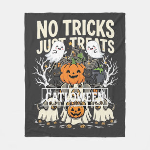 Cute Dog Halloween No Tricks Just Treats_1 Fleece Blanket