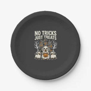 Cute Dog Halloween No Tricks Just Treats_1 Paper Plate