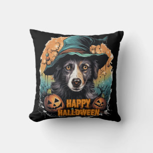 cute dog Halloween party Throw Pillow