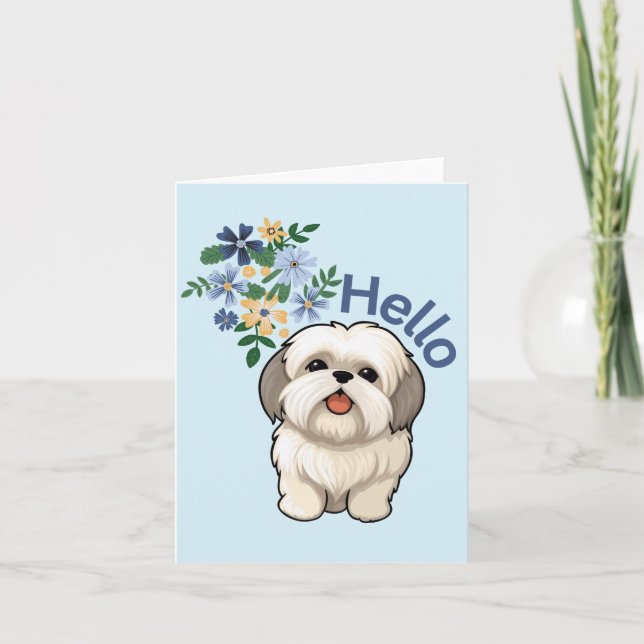 Cute Dog Hello Card (Front)