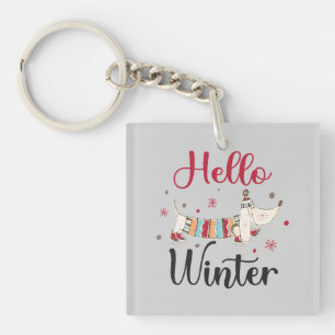 Cute Dog Hello Winter Keychain