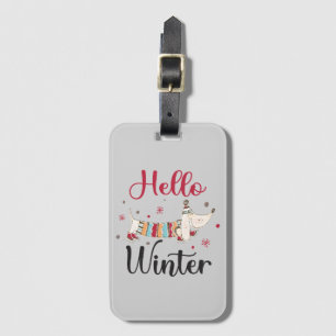 Cute Dog Hello Winter  Luggage Tag
