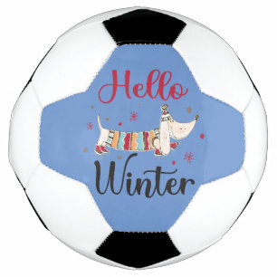 Cute Dog Hello Winter Soccer Ball