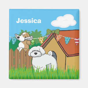 Cute Dog House Neighbours Cartoon Personalized Magnet