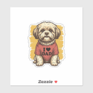 Cute Dog I Love Dad Vintage Engraving Vector Desig