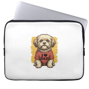 Cute Dog I Love Dad Vintage Engraving Vector Desig Laptop Sleeve