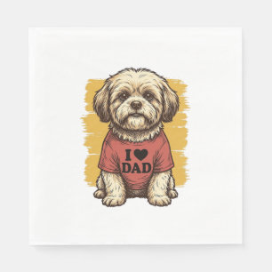Cute Dog I Love Dad Vintage Engraving Vector Desig Napkin