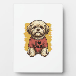 Cute Dog I Love Dad Vintage Engraving Vector Desig Plaque