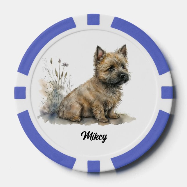 Cute Dog Illustration - Cairn Terrier Poker Chips (Front)