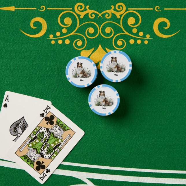 Cute Dog Illustration - Collie Poker Chips (Poker Table (Stack))