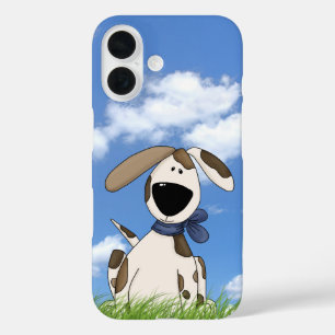 cute dog illustration in grass iPhone 16 case