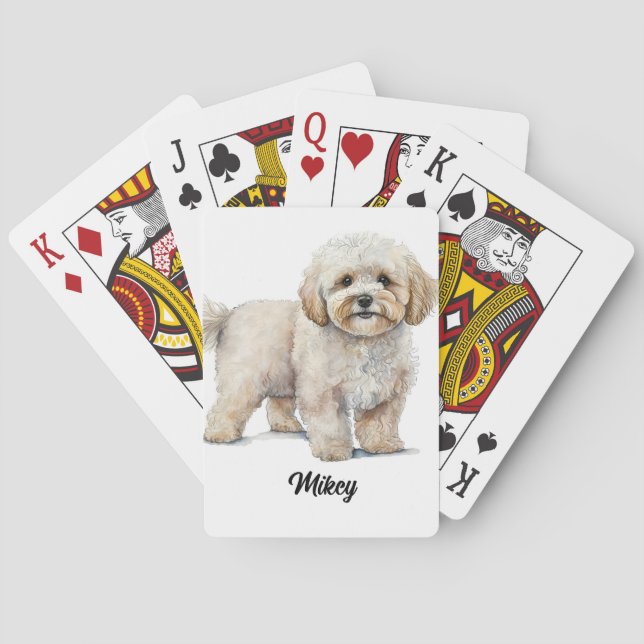 Cute Dog Illustration - Maltipoo Playing Cards (Back)