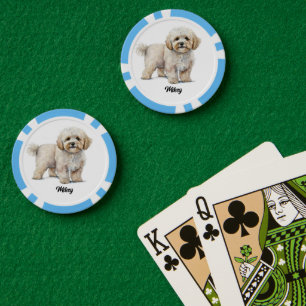Cute Dog Illustration - Maltipoo Poker Chips