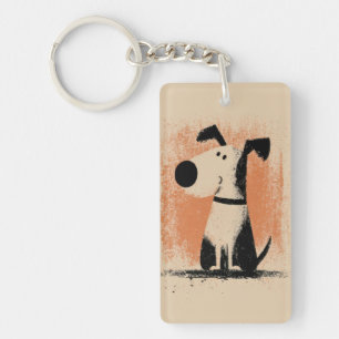 Cute Dog Illustration – Minimal Cartoon Dog Art Keychain