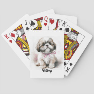 Cute Dog Illustration - Shih Tzu Playing Cards