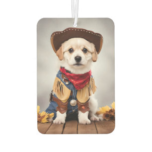 Cute dog in a cowboy costume air freshener