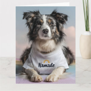 Cute Dog in a "Namaste" T-Shirt on a Yoga Mat Card
