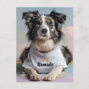 Cute Dog in a "Namaste" T-Shirt on a Yoga Mat Holiday Postcard