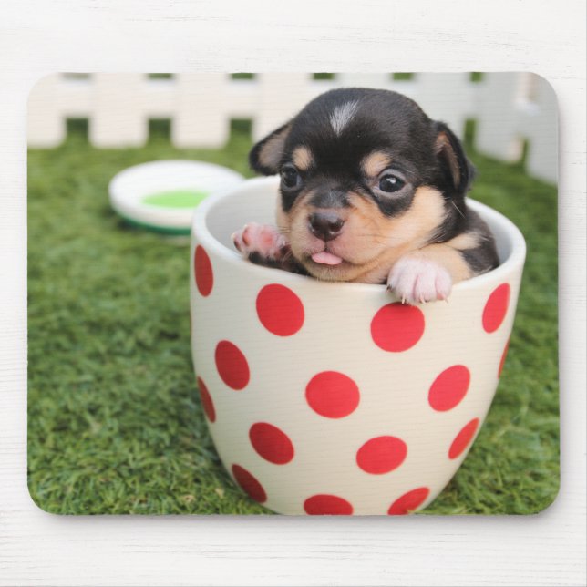 Cute Dog in mug Mouse Pad (Front)