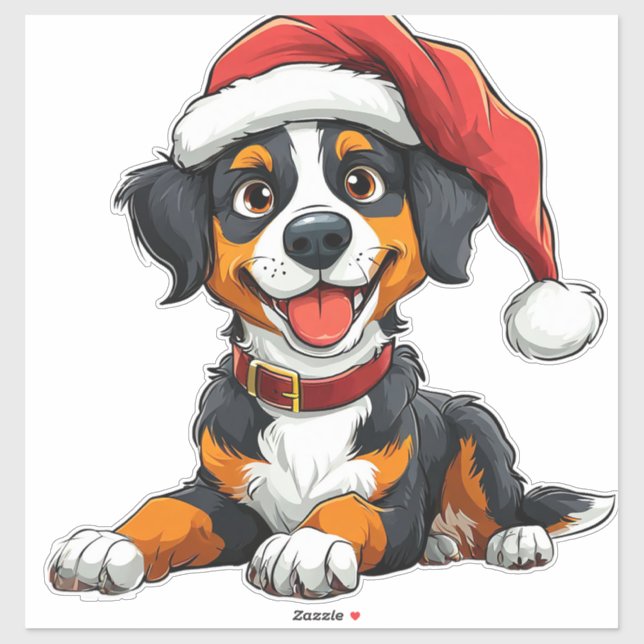 Cute Dog in Santa Hat Celebrating Christmas (Sheet)