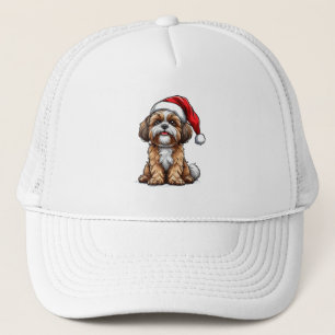 Cute Dog in Santa Hat Celebrating Christmas