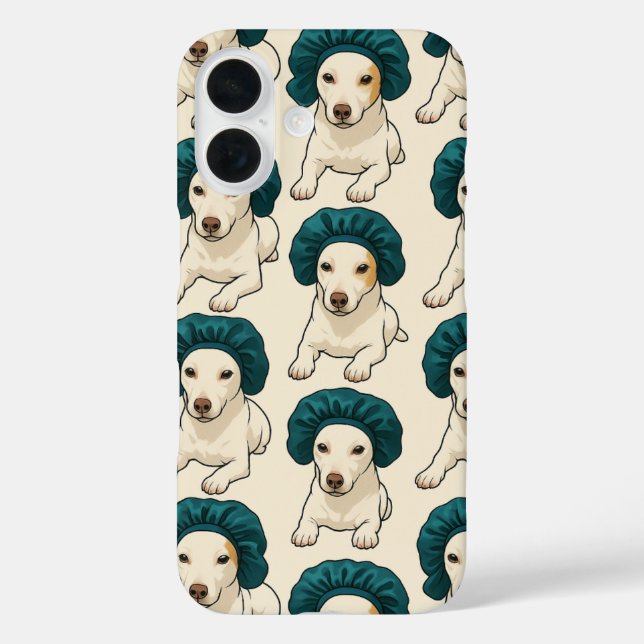 Cute Dog in Satin Bonnet Pattern Phone Case (Back)