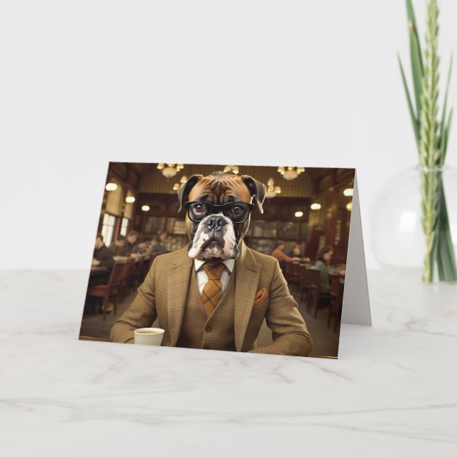 Cute Dog in Suit as Businessman Folded Card (Front)