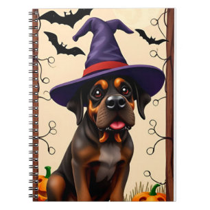Cute Dog in Witch Hat Notebook