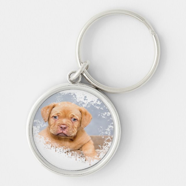 Cute Dog Keychain – Adorable Puppy Photo Keyring f (Front)
