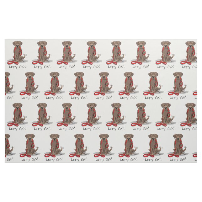 Cute Dog - Let's Go! Chocolate Labrador Retriever Fabric (Fat Quarter)