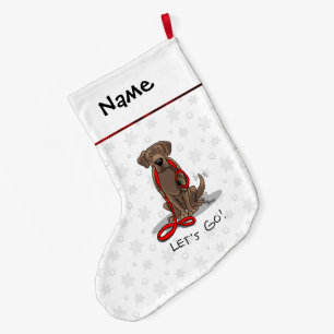 Cute Dog - Let's Go! Chocolate Labrador Retriever Large Christmas Stocking
