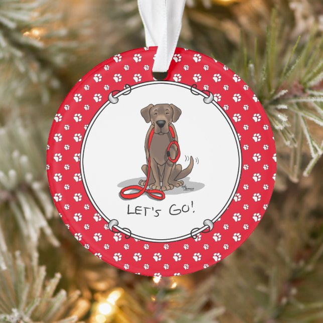 Cute Dog - Let's Go! Chocolate Labrador Retriever Ornament (Tree)