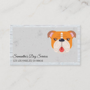 Cute Dog Logo Brick Wall Border Business Card