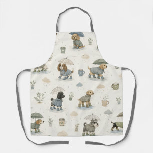 Cute Dog Lover Apron – Cozy Rainy Day Dogs Pattern