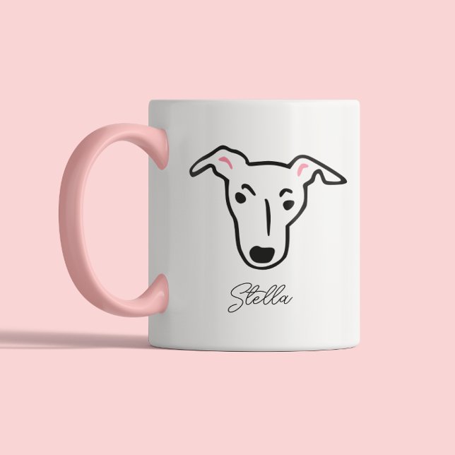 Cute Dog Lover Dog Mom Dog Dad | Greyhound Two-Tone Coffee Mug (Creator Uploaded)