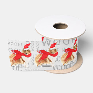 Cute Dog Lover Holiday Rough Collie Christmas Satin Ribbon