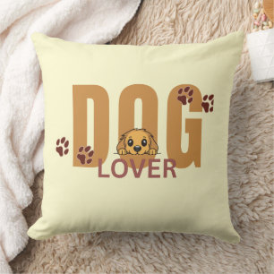 Cute Dog Lover Peeking Puppy & Paws Accent Pillow