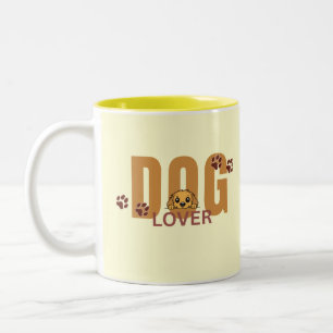 Cute Dog Lover Peeking Puppy & Paws Coffee Mug