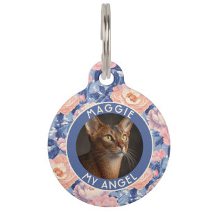 Cute Dog Lover Present Rose Flower Pet Tag