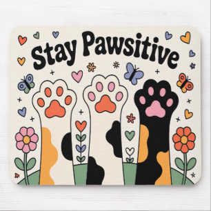 Cute Dog Lover Stay Pawsitive Mouse Pad