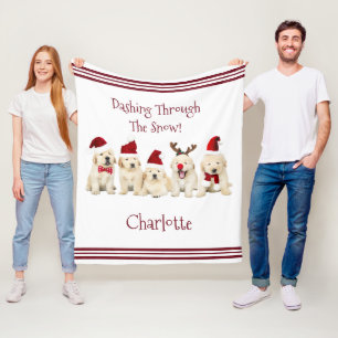 Cute Dog Lovers Christmas Blanket with Name