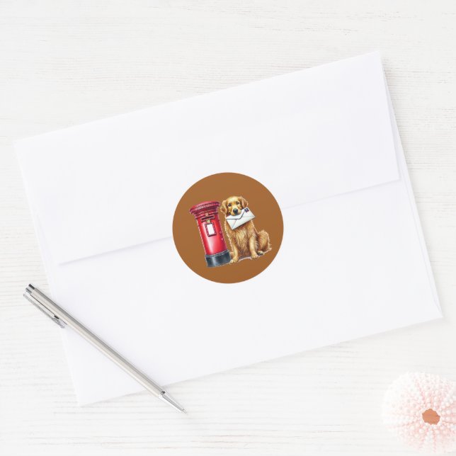 Cute dog lovers mailing classic round sticker (Envelope)