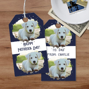 Cute Dog Lovers Personalized Photo Pattern Blue Gift Tags