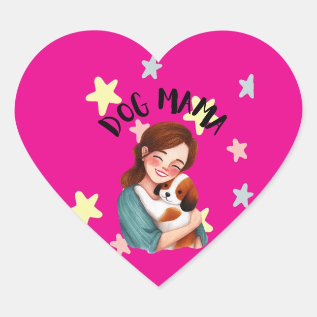 Cute dog mama  heart sticker (Front)