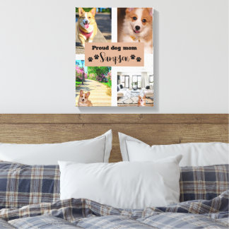 Cute Dog Mom Custom Photo Canvas Print