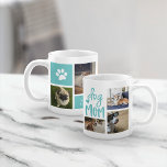 Cute Dog Mom Pet Photo Collage Coffee Mug<br><div class="desc">Create a sweet personalized gift for an adoring dog mom with this cute photo collage mug. Design features "dog mom" in turquoise hand lettered typography with 7 photos of her furbabies and a pawprint accent. Customize with dogs' names and/or a personal message in white lettering on aqua to complete the...</div>
