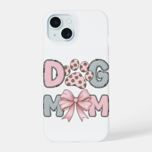 Cute Dog Mom Phone Case   Pink Bow Paw Print Aesth