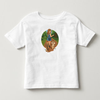 Cute Dog Mom Walking Puppies Forest Trail Illustra Toddler T-shirt