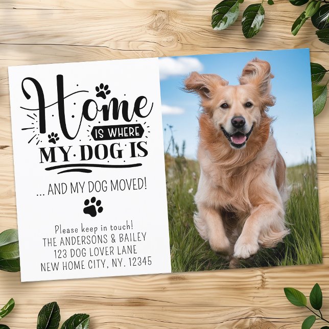 Cute Dog Moving We Have Moved Custom Photo Pet Announcement (Creator Uploaded)